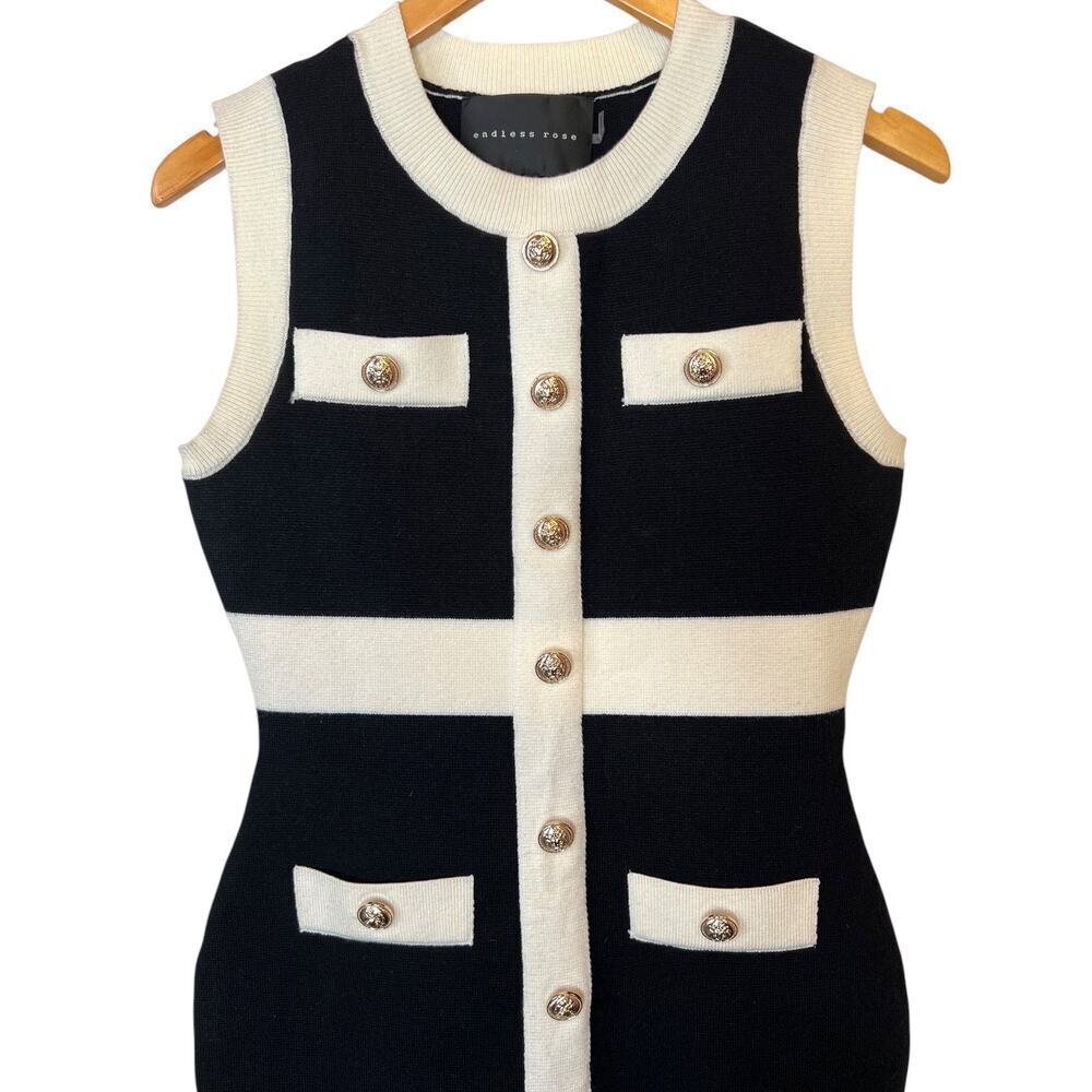 Anthropologie BodyCon Knit Dress in Black & White Women's Small - Picture 4 of 11